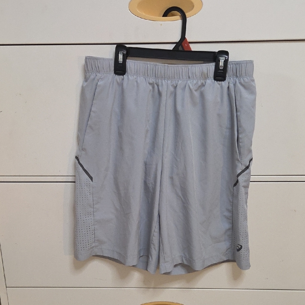 Oasics Men's Gray Athletic Shorts medium Size [1288]